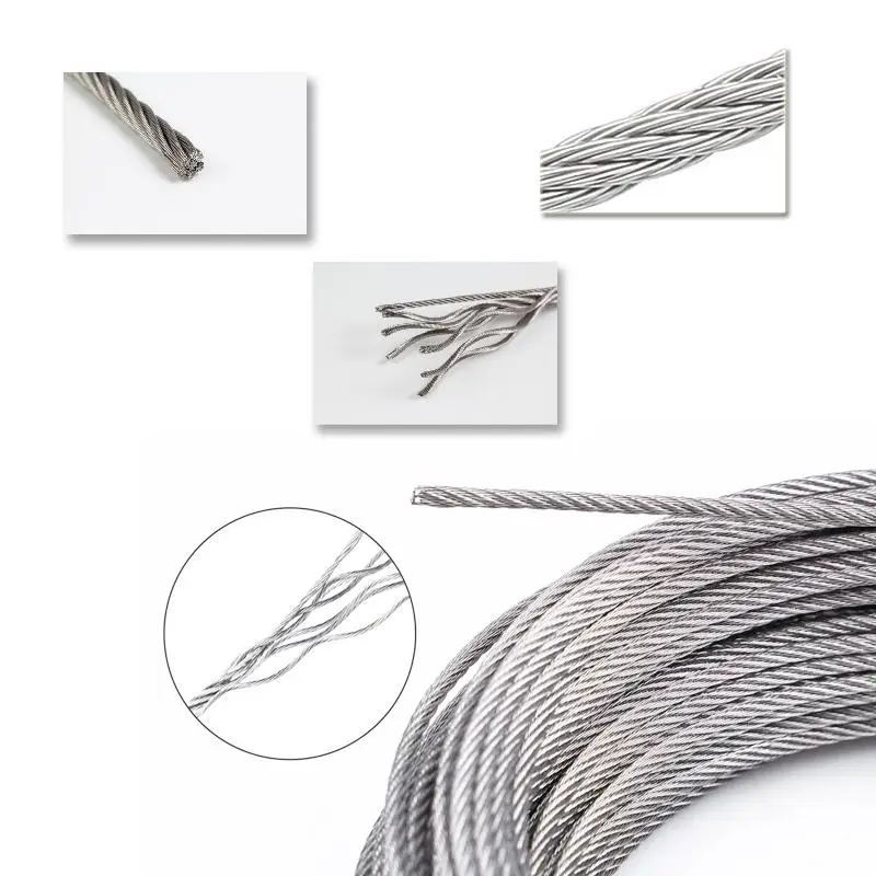10M~5M diameter 0.5mm-3.0mm 7X7 Structur 304 stainless steel wire rope alambre cable softer fishing lifting cable stainless steel wire,stainless steel cable rope kits,steel wire rope