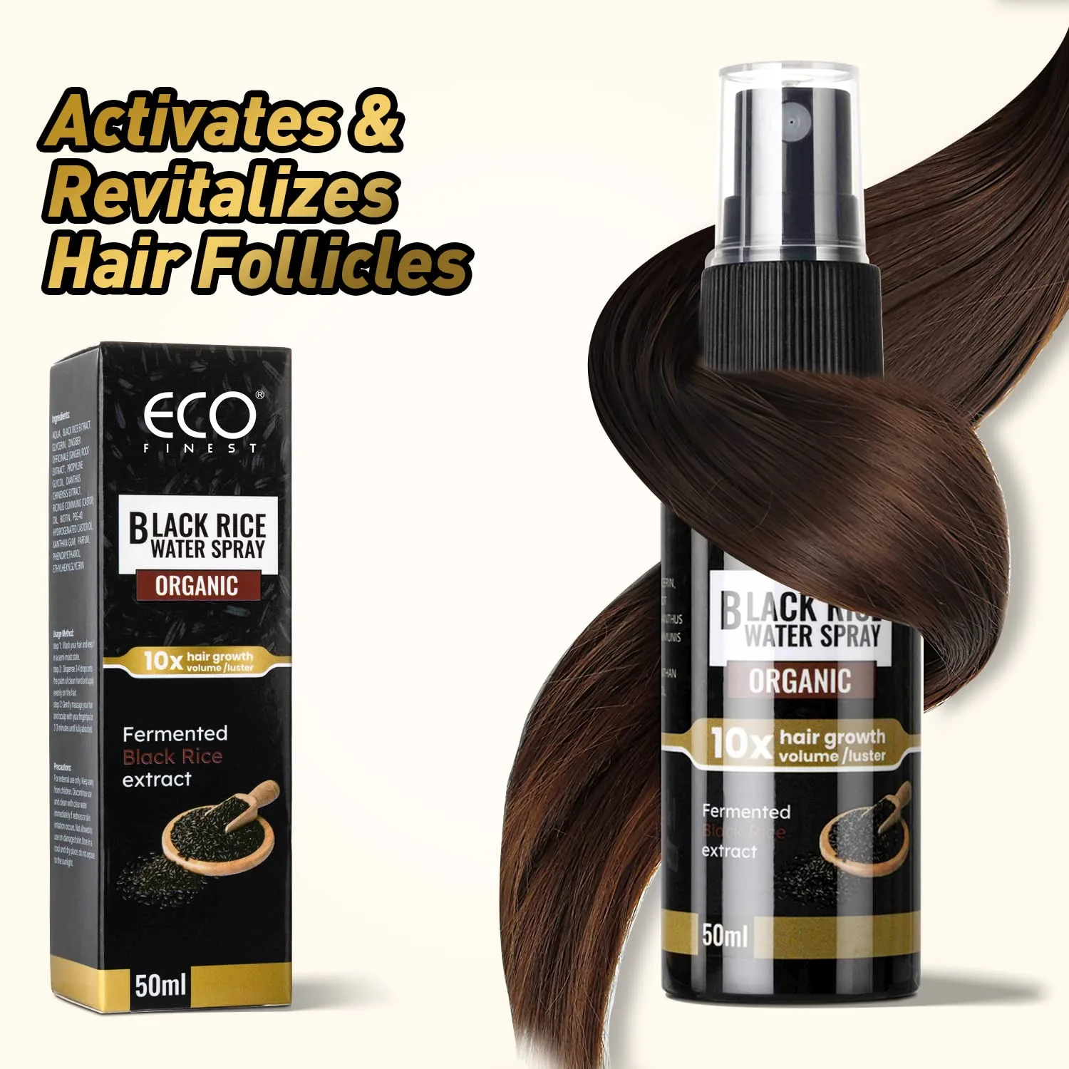 Hair Essential Oil Soft Smooth Hair Black Rice Water Spray For Thicker
