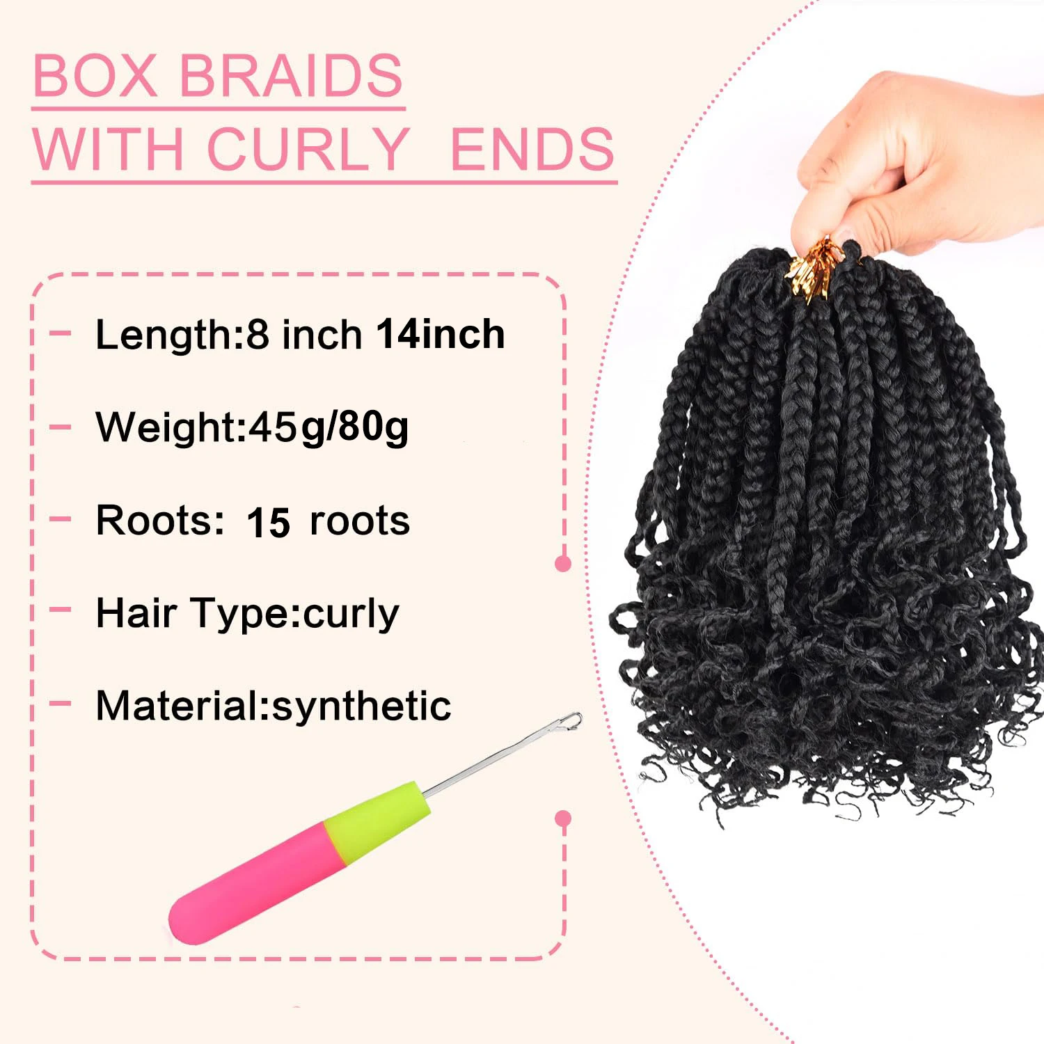 Crochet Hair Extensions Synthetic Box Braids Crochet Hair Black Women Curly Ends Pre Looped Soft 3X Crochet Braids Hair Extensions