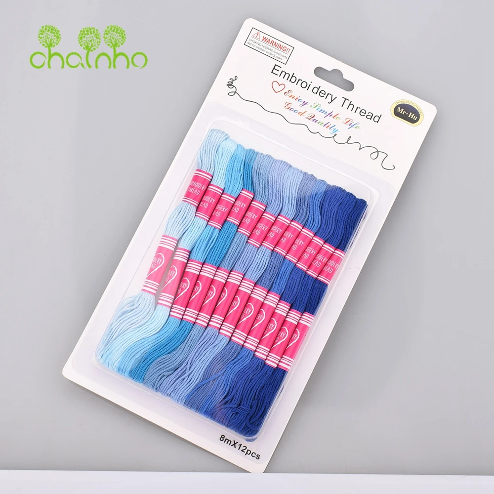 Chainho,Cross Stitch/Embroidery Polyester Cotton Thread,6 Strands,Color Gradient Braided Cord For DIY Sewing & Quilting,25X15