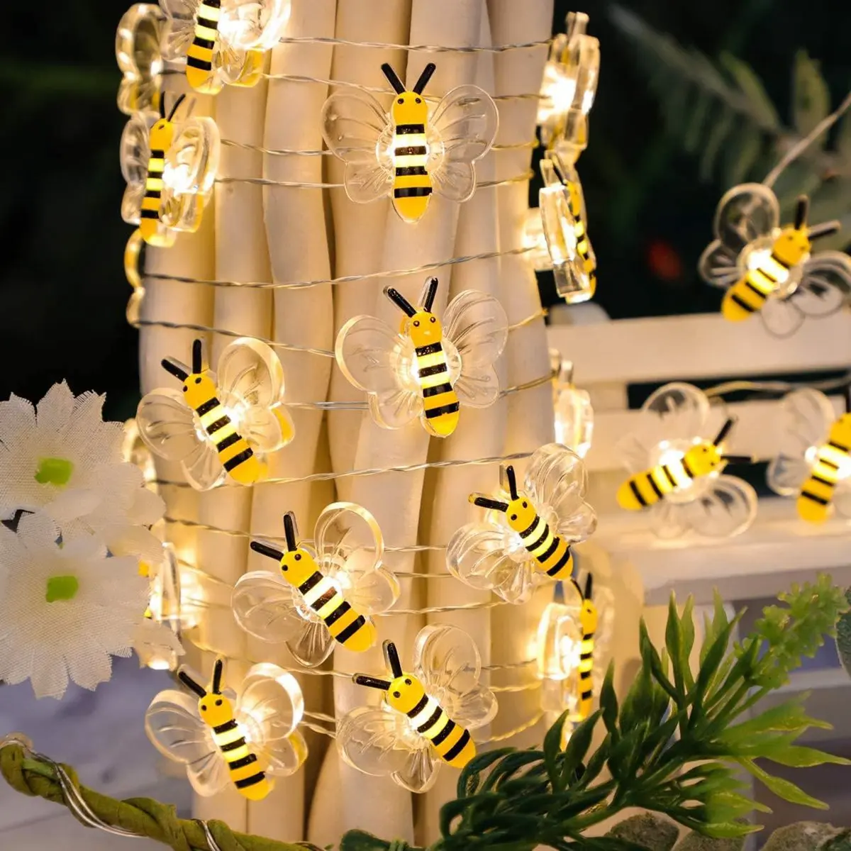 Bee-Themed Battery Operated String Lights for Indoor and Outdoor Decoration