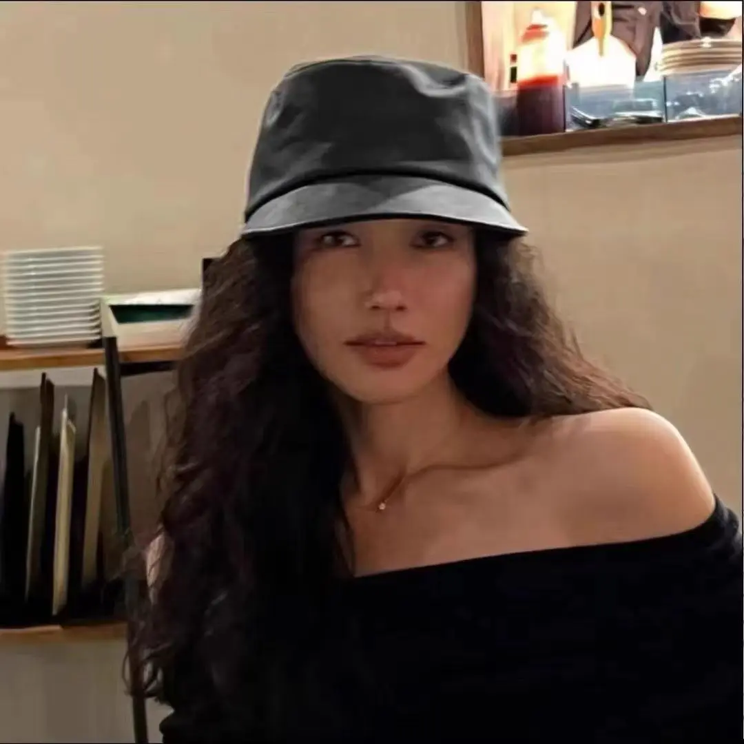 

PU Leather Hat New Fashion Baseball Cap for Women High Quality Retro Newsboy Cap Korean Japan Style Leather Elegent Riding Cap