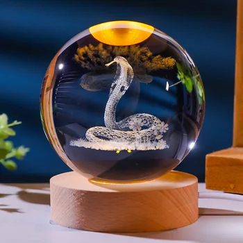 New Chinese Zodiac 3D Crystal Ball Laser Engraved Dragon Pig Monkey Twelve Zodiac Birthday Gift Glass Sphere Home Decoration