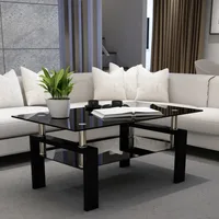 Rectangle Black Glass Coffee Table Clear Coffee Table Modern Side Center Tables for Living Room Living Room Furniture 2