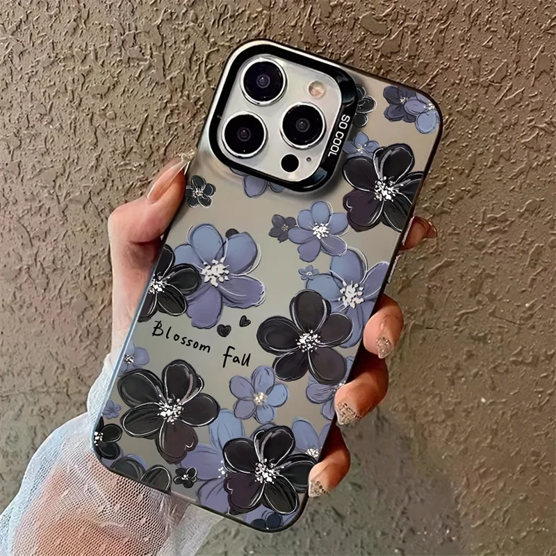 Laser Blooming Purple Flower Print Shockproof Phone Case