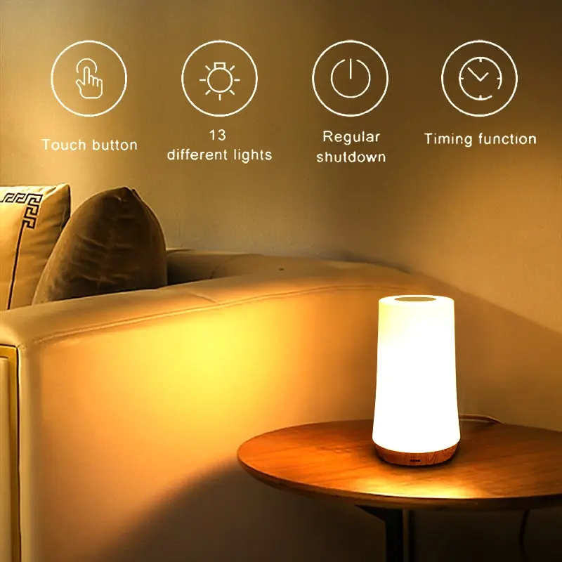  13 Color Changing Night Light Remote Control Touch USB Rechargeable RGB Night Lamp Dimmable Lamp Portable Table Bedside Lamp 