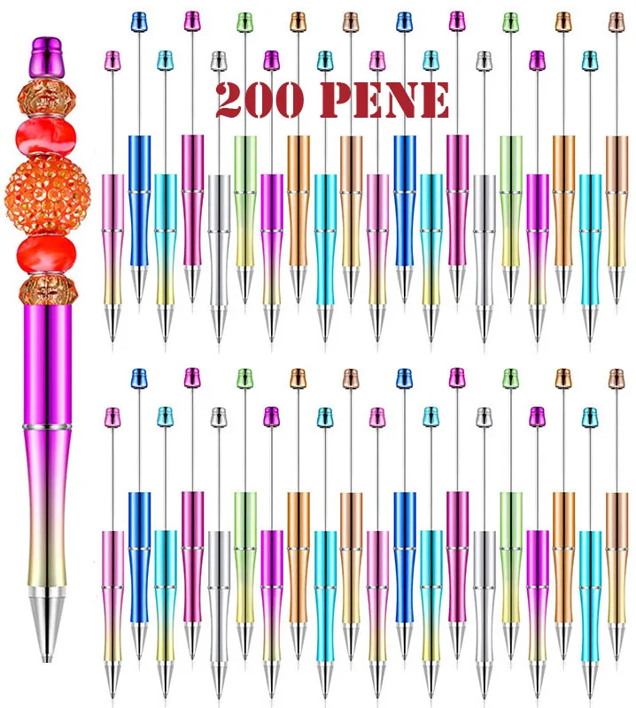 

200Pcs Gradient Plastic Ballpoint Pen Tassels Beads DIY Bead Ballpoint Pen Personalized Gifts Jewelry Make Accessorie