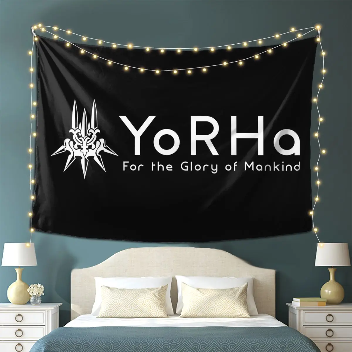 

YoRHa - White Aesthetic Home Decoration Tapestry Hippie Wall Hanging Tapestries on the Wall for Living Room Bedroom Dorm Room
