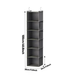 Deluxe Hanging Wardrobe and Closet Organizer for Clothes and Accessories (6 grids)
