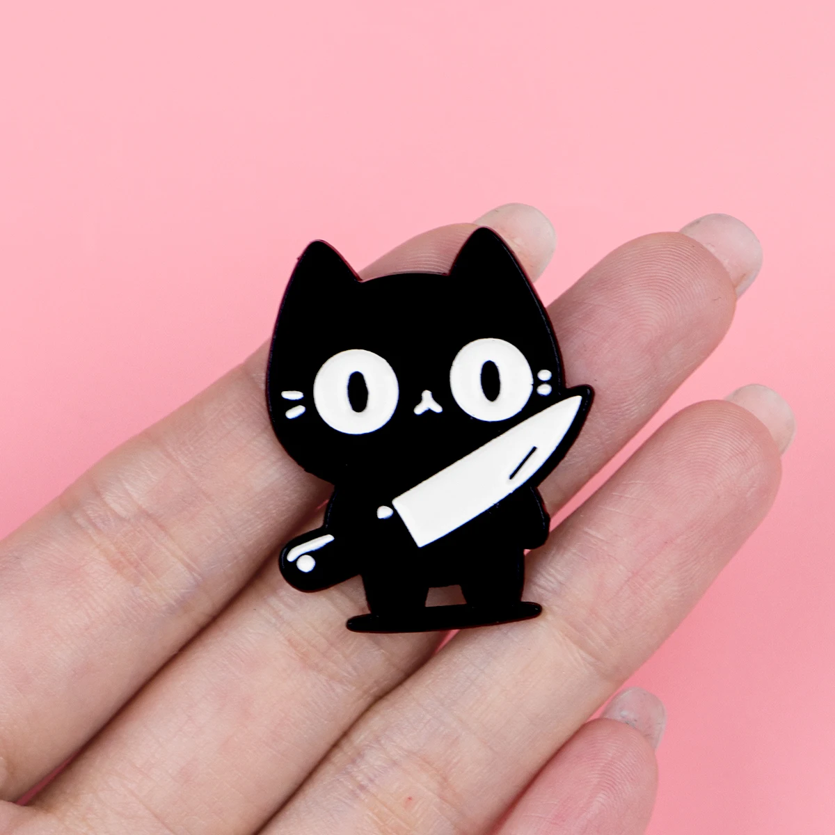 Niedliche Lustige Katze mit Messer Emaille-Anstecknadeln Cartoon-Broschen Reversabzeichen für Rucksäcke Hüte Jacken Modeschmuck Geschenke – Detail 10