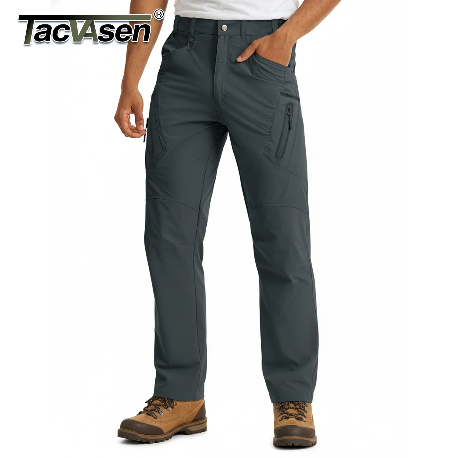 Pantalon pêche randonnée TACVASEN léger nylon séchage rapide multi-poches cargo travail outdoor