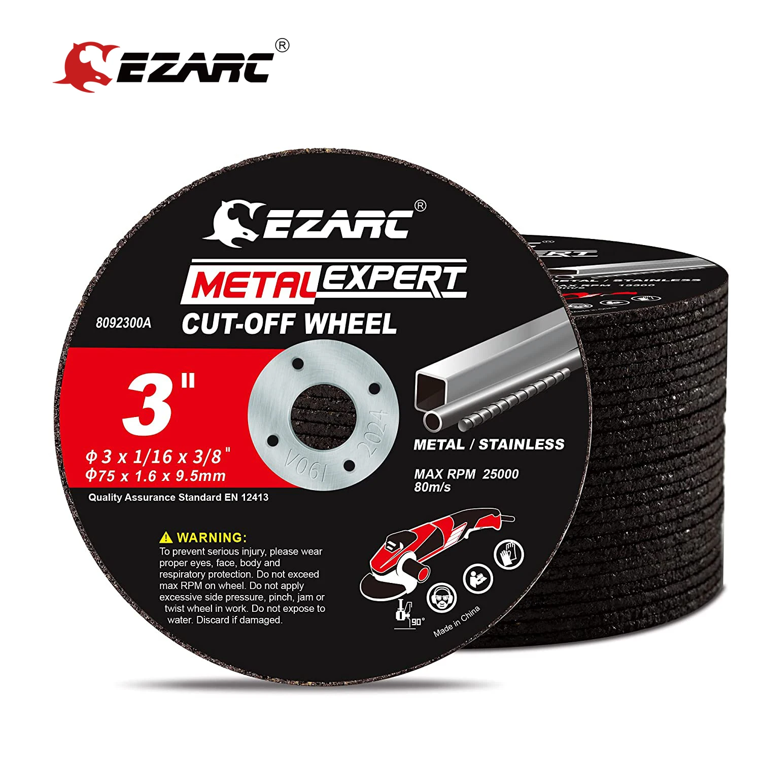 Cutting Disc EZARC 25Pcs 75mm x 1.6mm x 9.5mm Cutting Wheel for Metal & Stainless Steel Die Grinder
