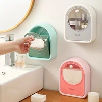1pc Makeup Cotton Storage Box Wall Mounted Hanging Wall Flap Put Makeup Cotton Remover Box Cotton Sheet Cotton Swab Cosmetic Box 1