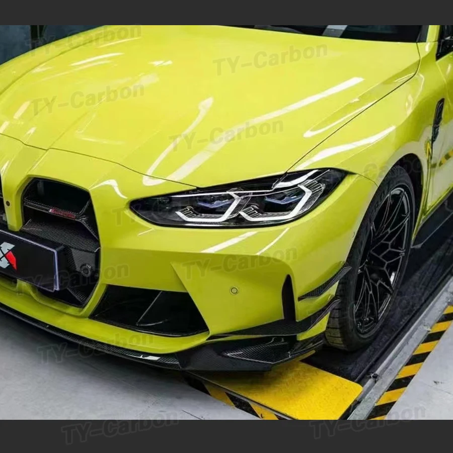 건식 탄소 섬유 앞 범퍼 디퓨저 스플리터 카나드 사이드 핀 플랩 BMW M3 M4 G80 G82 G83 2021 + 자동차 스타일링 FRP