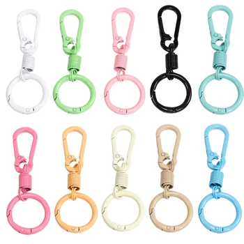 2pcs Candy Color Metal Keychains Buckle Carabiner Clip with Spring O Ring for DIY Car Keys Purse Charm Holder Hook Men Women