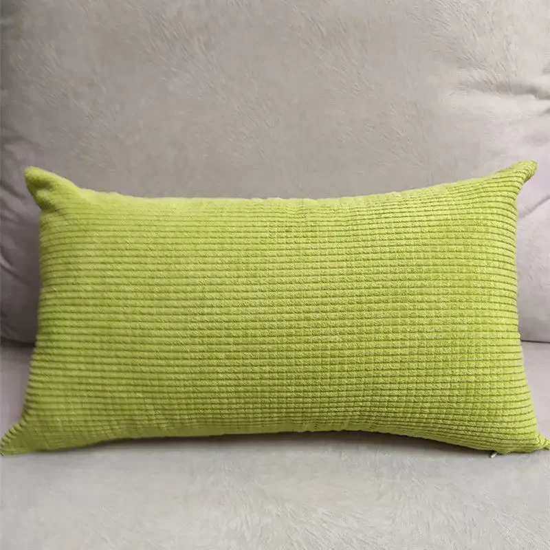 Nordic pillow case Solid Color Corn Velvet Sofa Waist Pillow Cover Rectangular Chair Backrest Back Cushion Bedside without Core