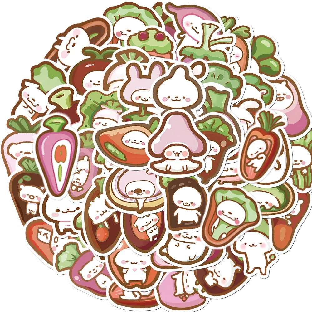 

10/50Pcs Cartoon Vegetable Doll Graffiti Stickers DIY Waterproof Laptop Pencil Case Notebook Helmet Backpack Decoration Decals