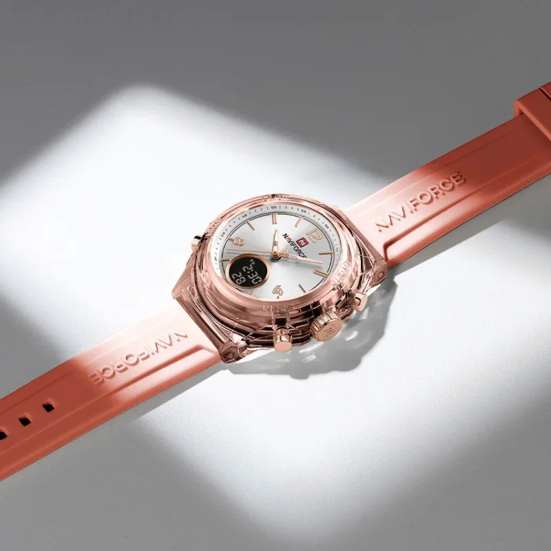 Womens Quartz Watch Womens Watch Quartz Watch Women Watches Sports Watch Digital Watch NAVIFORCE Watches for Woman New Design Small Dial Sport ladies 5ATM Waterproof Quartz LCD Digital Display Wristwatch RelojMujer