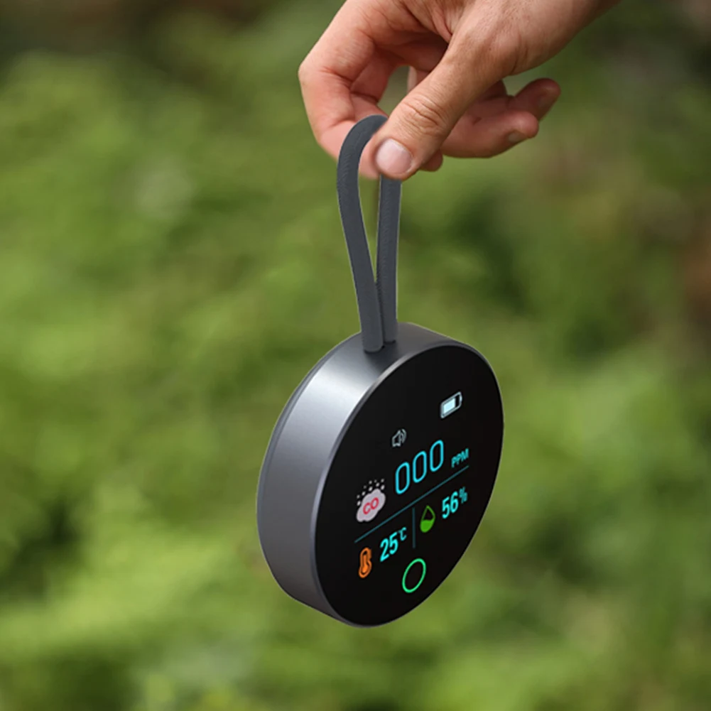 3 In 1 CO Detector Alarm Temp Humidity Sensor HD LCD Display CO Temperature Humidity Detector 1000mAh for Outdoor Camping RV Car