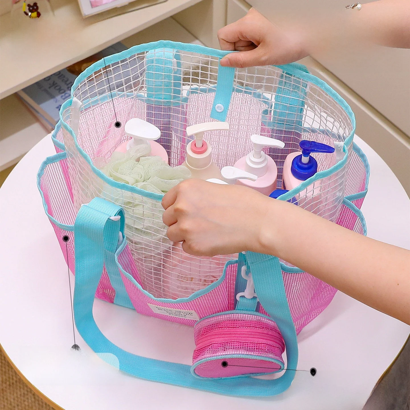 대용량 수영 가방 방수 건식 및 습식 분리망 세탁 가방 어린이 수영복 보관 가방 목욕 가방