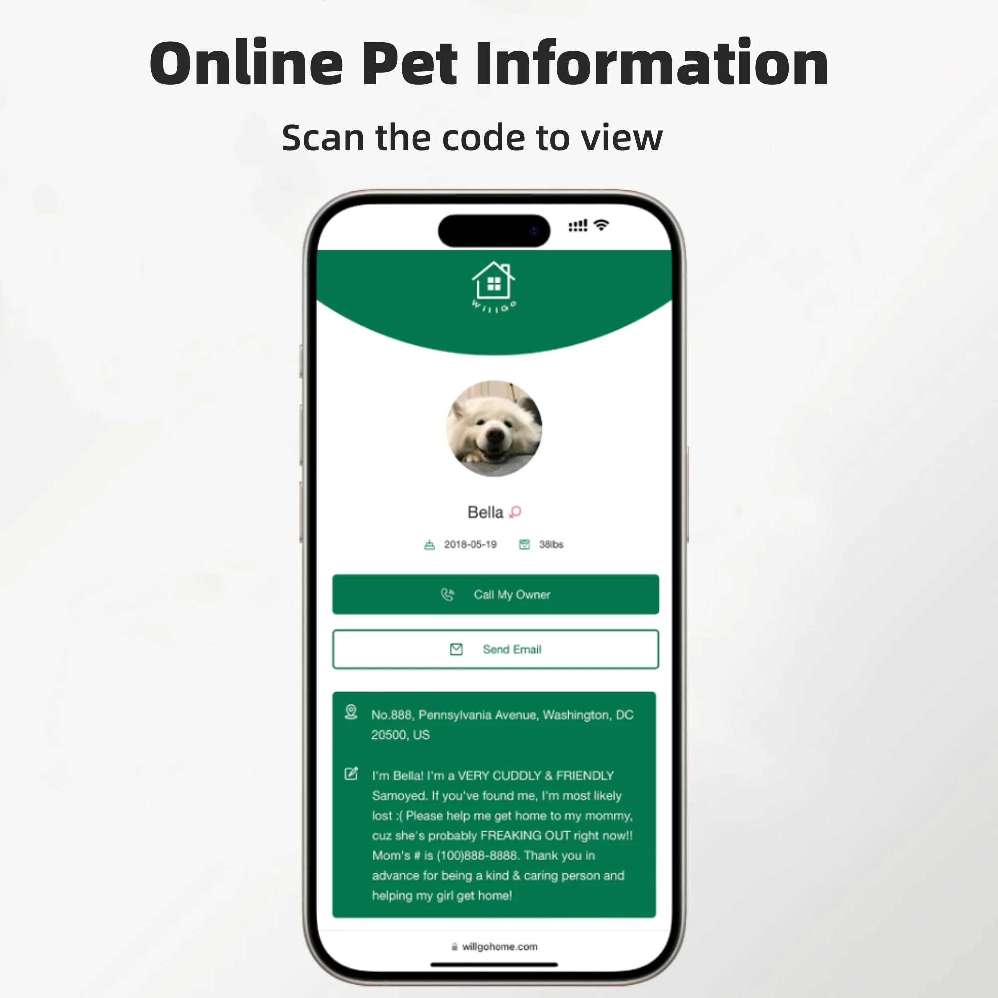 Pet ID Tags Scan QR Code Receive Instant Location Alert Email Smart Dog Tags Stainless Steel No App or Subscription