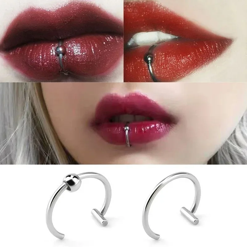 1pc Stainless Steel Piercing Jewelry Nose Piercing Body Jewelry For Women Men Fashion Simple Semicircular Hypoallergenic Nose Ring Lip Rings