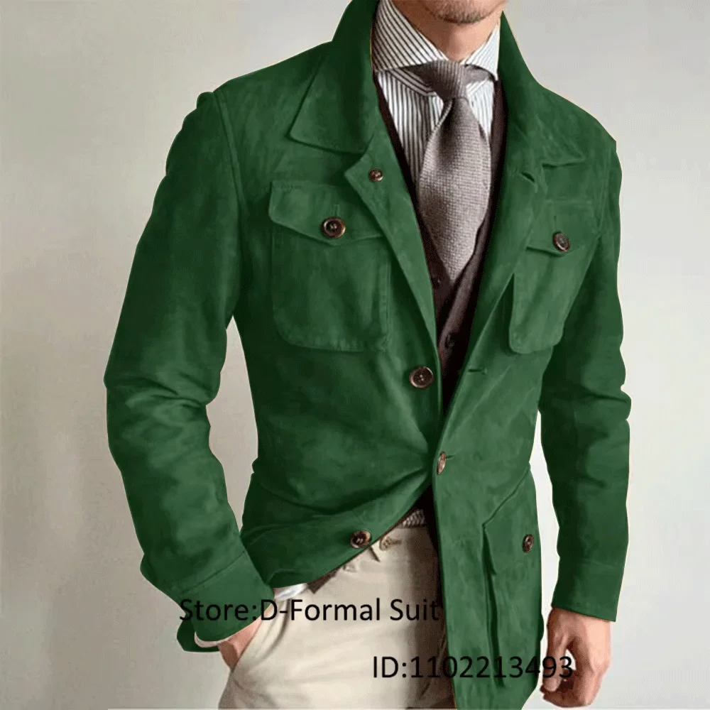 Men's Suede Jacket Puffa Vintage Punk Outerwear Tailored Casual Coat Bombers Jackets Y2k Luxury Clothing Luxury Military