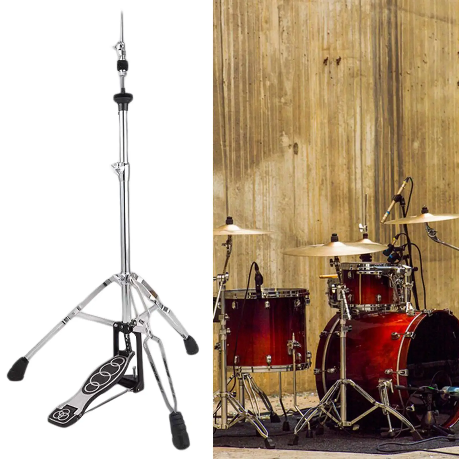 Hi Hat Stand Height Adjustable with Pedal Portable Non Slip Feet Professional Practice Lightweight Cymbal Stand for Drummer