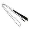 Heavy Duty Metal Chain Dog Lead With Leather Handle Long Strong Control Leash Outdoor Pet Traction Rope Anti Bite Chain Supplies 3