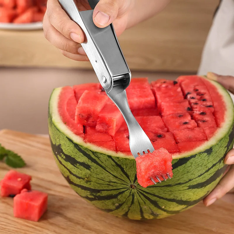 

Stainless Steel Rotating Watermelon Dicing Fork Household Fruit Divider Multifunctional Digging Pulp Mold Kitchen Vegetable Tool