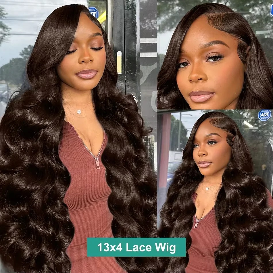 Bone Straight 13x6 Lace Frontal Wig 18-46 Inch 220 Density #4 Chocolate Brown HD Lace Front Brazilian Human Hair Wig For Women 5