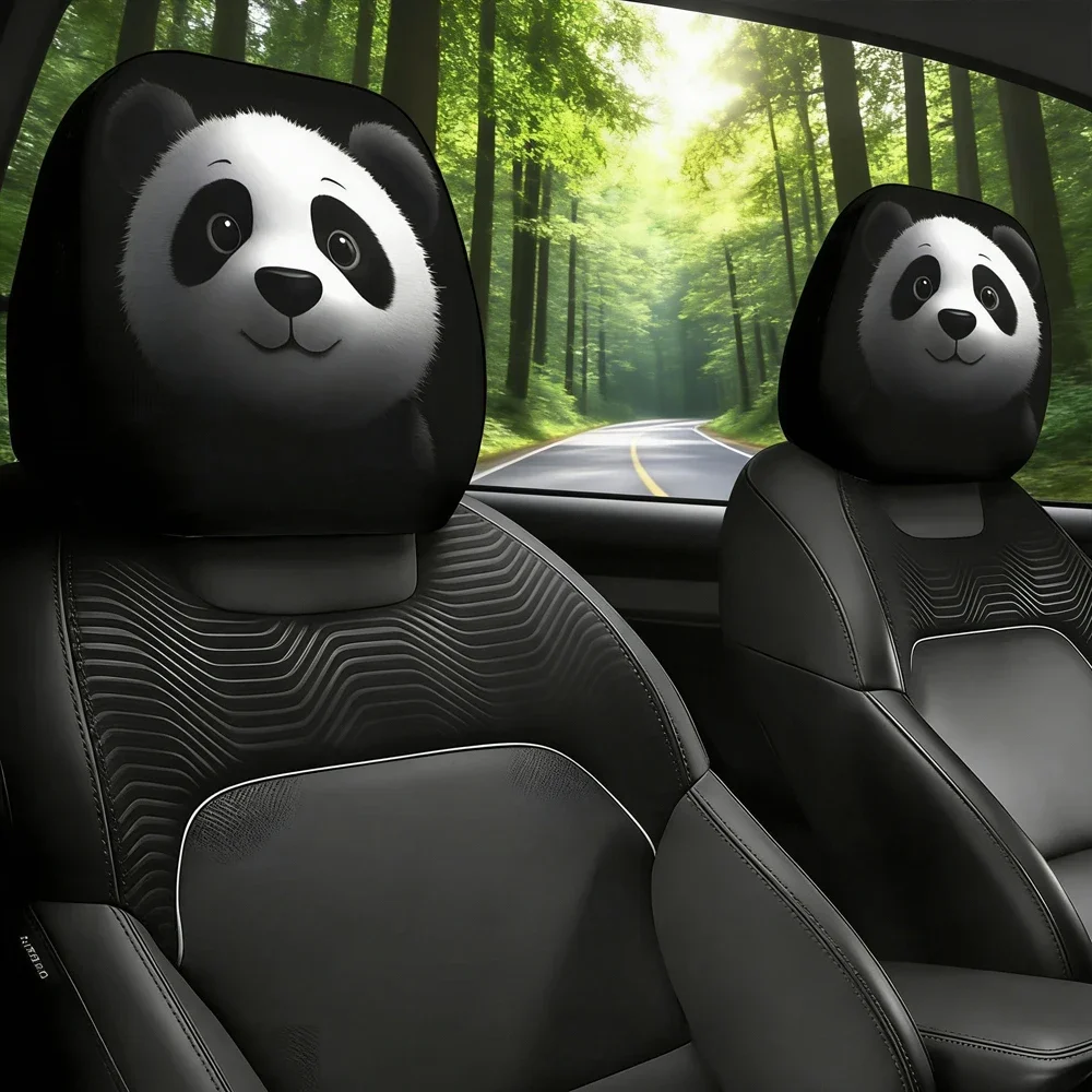 Panda Pattern Double-Sided Car Headrest Protector - Stylish Auto Interior Decor Accessory
