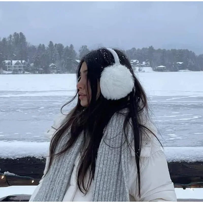 Winter Warm Solid Color Fluffy Earmuffs Women Soft Plush Ear Muffs Student Ear Protection Korean Cute Earmuff Outdoor Male