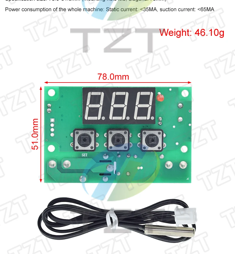 XH-W1301 LED Digitaler Temperaturregler Steuerschalter Thermostat Relais Sensor Schaltermodul DC 12V Wasserdicht NTC -50-110 – Detail 2