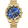 4pcs/1pcs fashionable men's quartz watch - stainless steel strap, round zinc alloy case, electronic sports 6