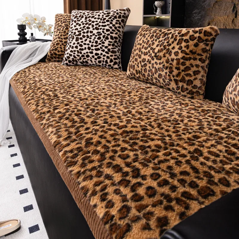 Luxury Leopard Print Plush Sofa Cushion 2024 New Winter Thick Anti slip And Dustproof For Living Room Decoration Sofa Cushion 3