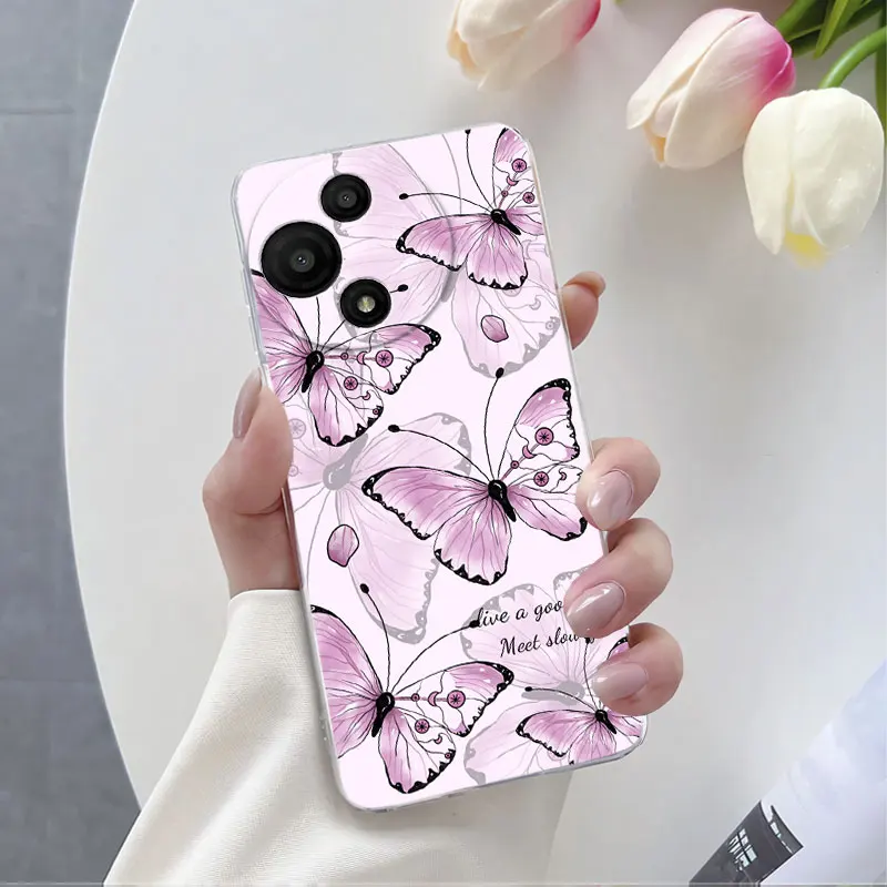 Floral Marble Design Transparent Silicone Phone Case - Soft Protective Cover