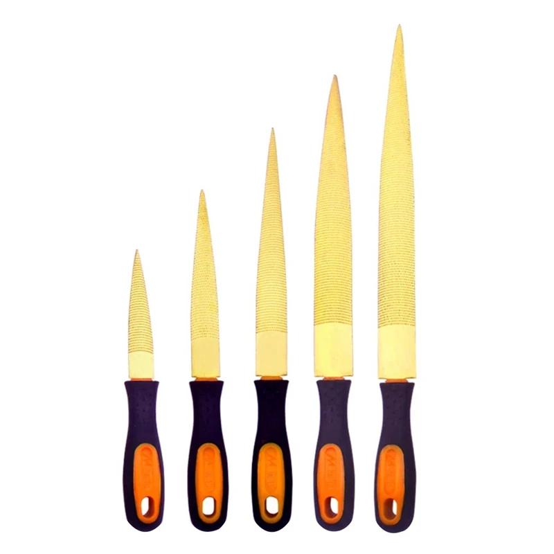 1PC Wood File Woodworking Golden Tapered Rasp Bastard For Wood Leather Plastic Hand Tools With Rubber Handle