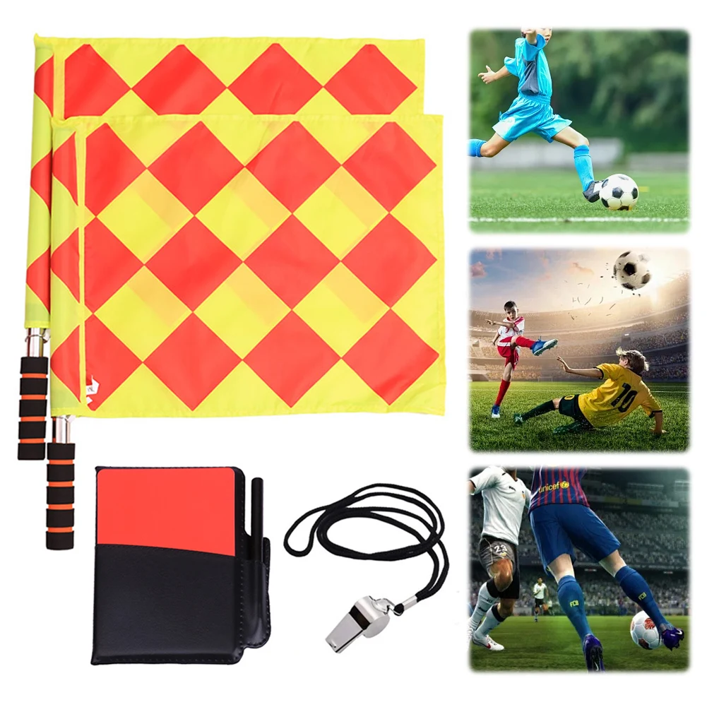 Soccer Referee Kit Soccer Referee Flag Soccer Referee Cards Referee Whistle Set Sport Training Useful Referee Tool