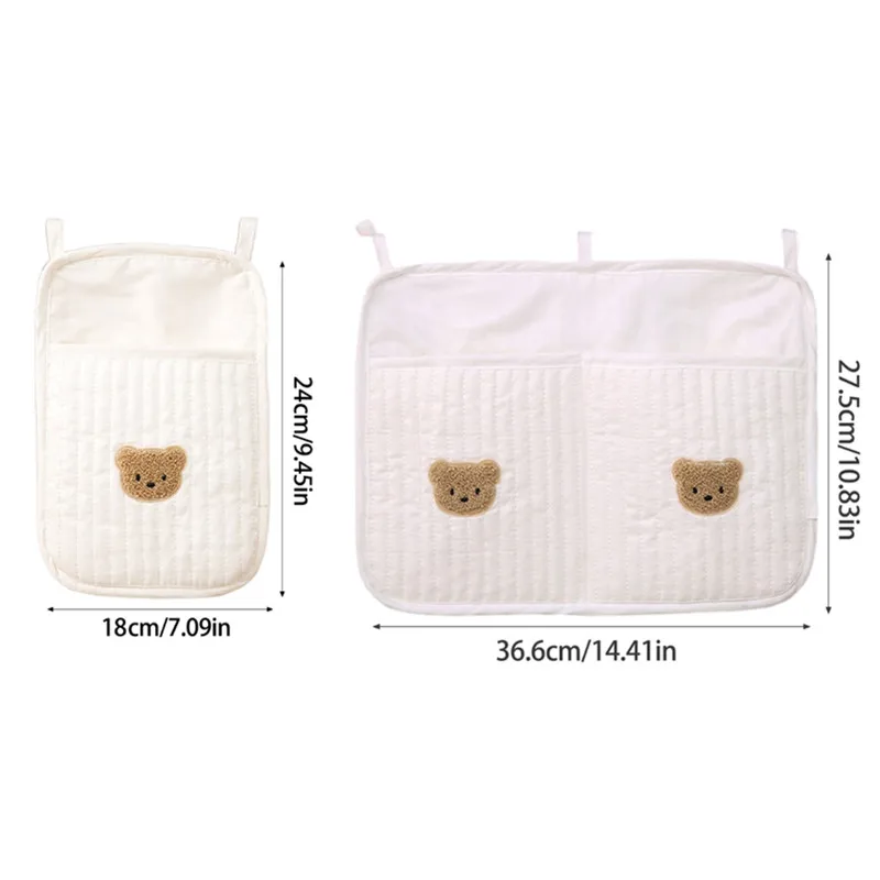 Korea Cartoon Bear Baby Bed Headboard Storage Bag Newborn Crib Bedside Hanging Bag Baby Stroller Diaper Toys Organizing Pocket
