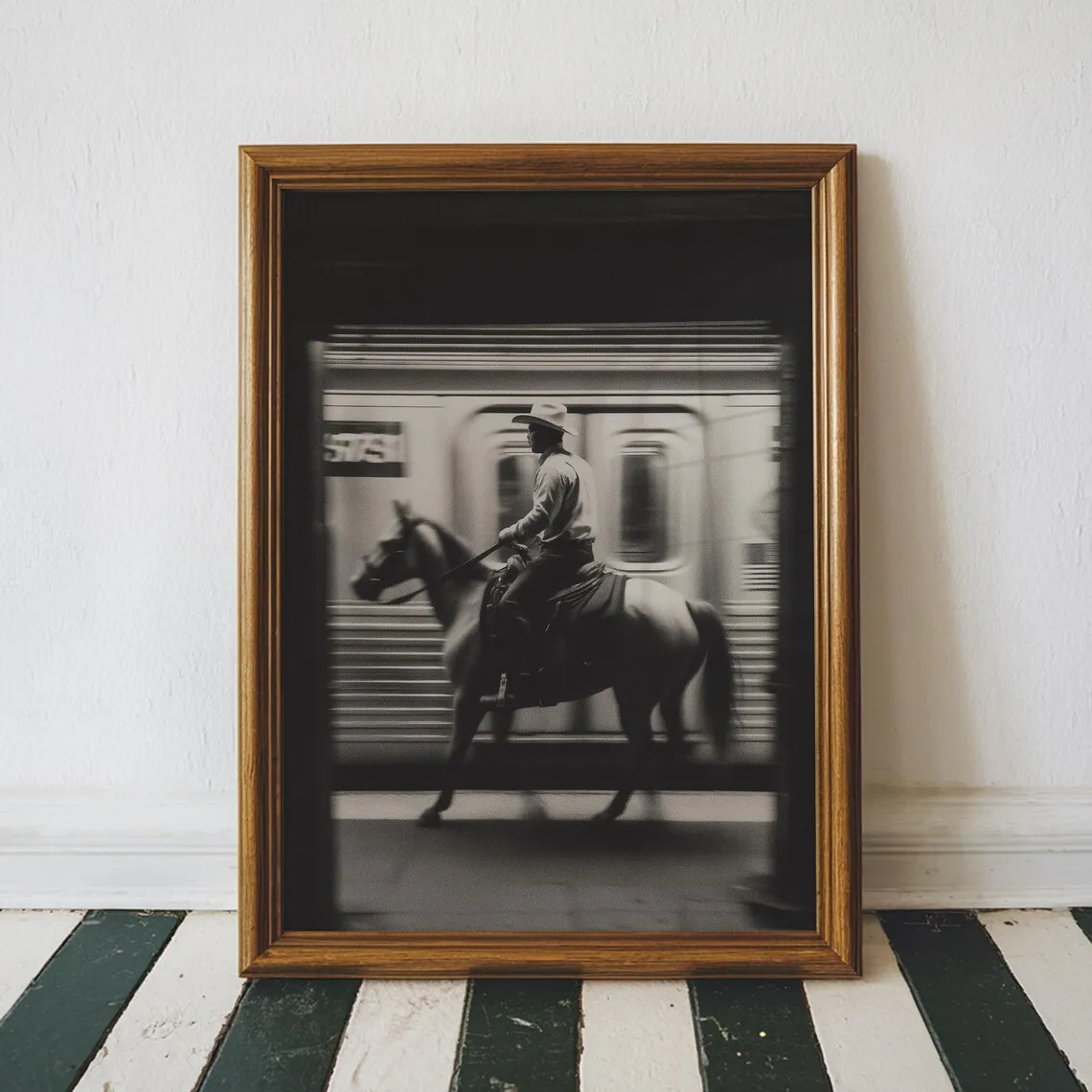 Vintage NYC Kovboy Metro Duvar Sanatı Baskısı Siyah Beyaz Batı New York Şehri Posteri Spor Sanatı Baskı Edilebilir Resim Ev Dekoru