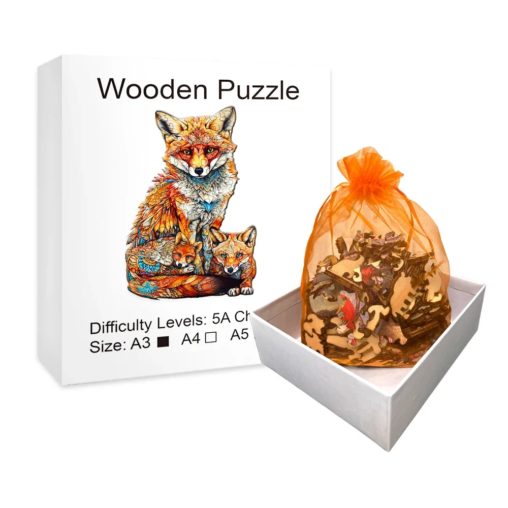 Warm Fox Family Wooden Puzzle Creative Variety Of Special Shapes Creative Gifts For Boys And Girls Birthday Gifts For Adults 2