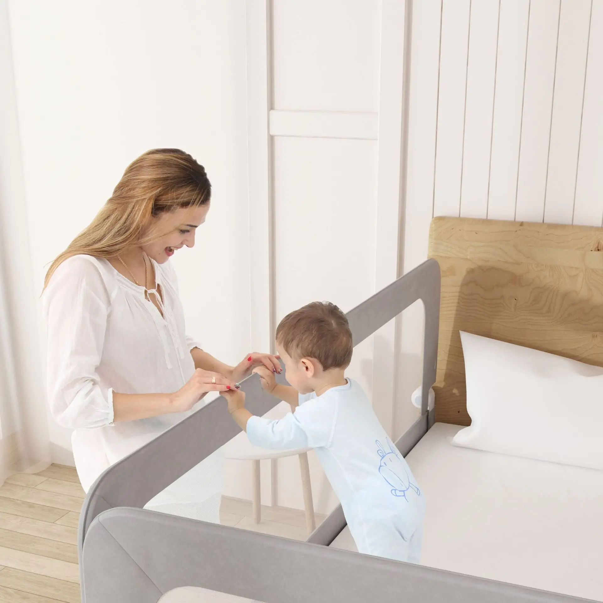 150cm-200cm Crib Baby Bed Guardrails Fence Invisible Newborn Collapsible Guard Rails To Prevent Falling Bed Guardrail (1-side)
