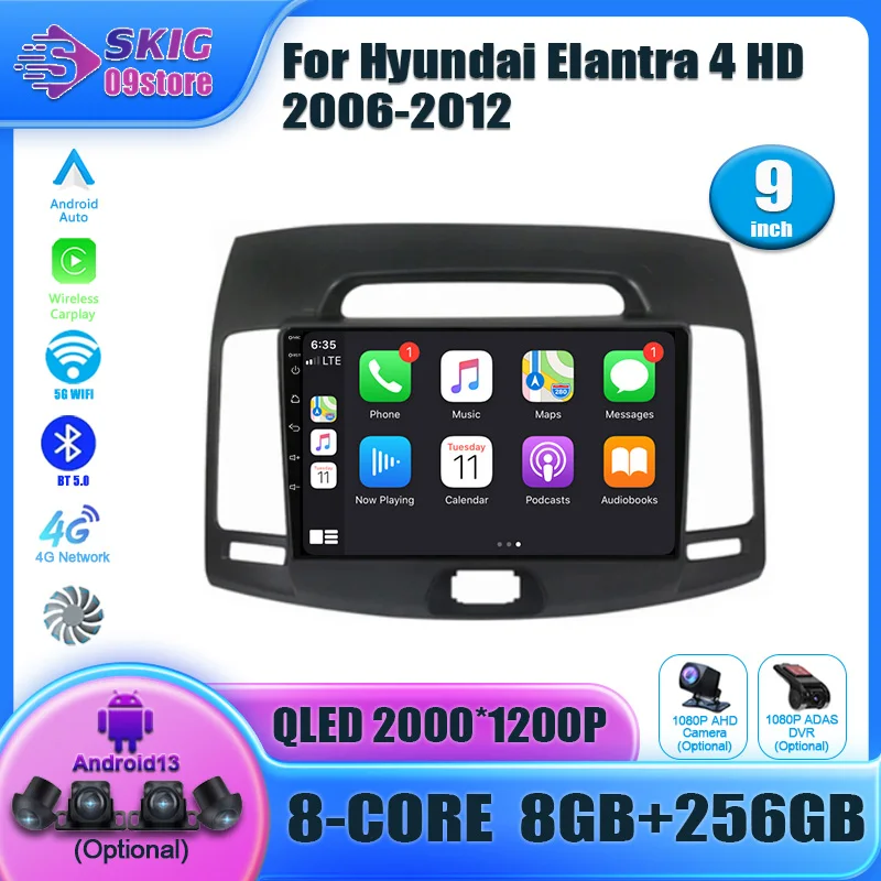 

Carplay Android Auto For Hyundai Elantra 4 HD 2006-2012 Car Radio Multimedia Navigation Wireless Carplay Stereo Head Unit 2DIN