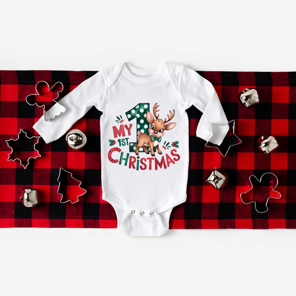Mein 1. Weihnachten bedruckter Baby-Body, Weihnachtsfeier, Kleinkind-Outfit, Jungen- und Mädchen-Langarm-Strampler, Weihnachten, Kleinkind-Overall-Kleidung – Detail 14