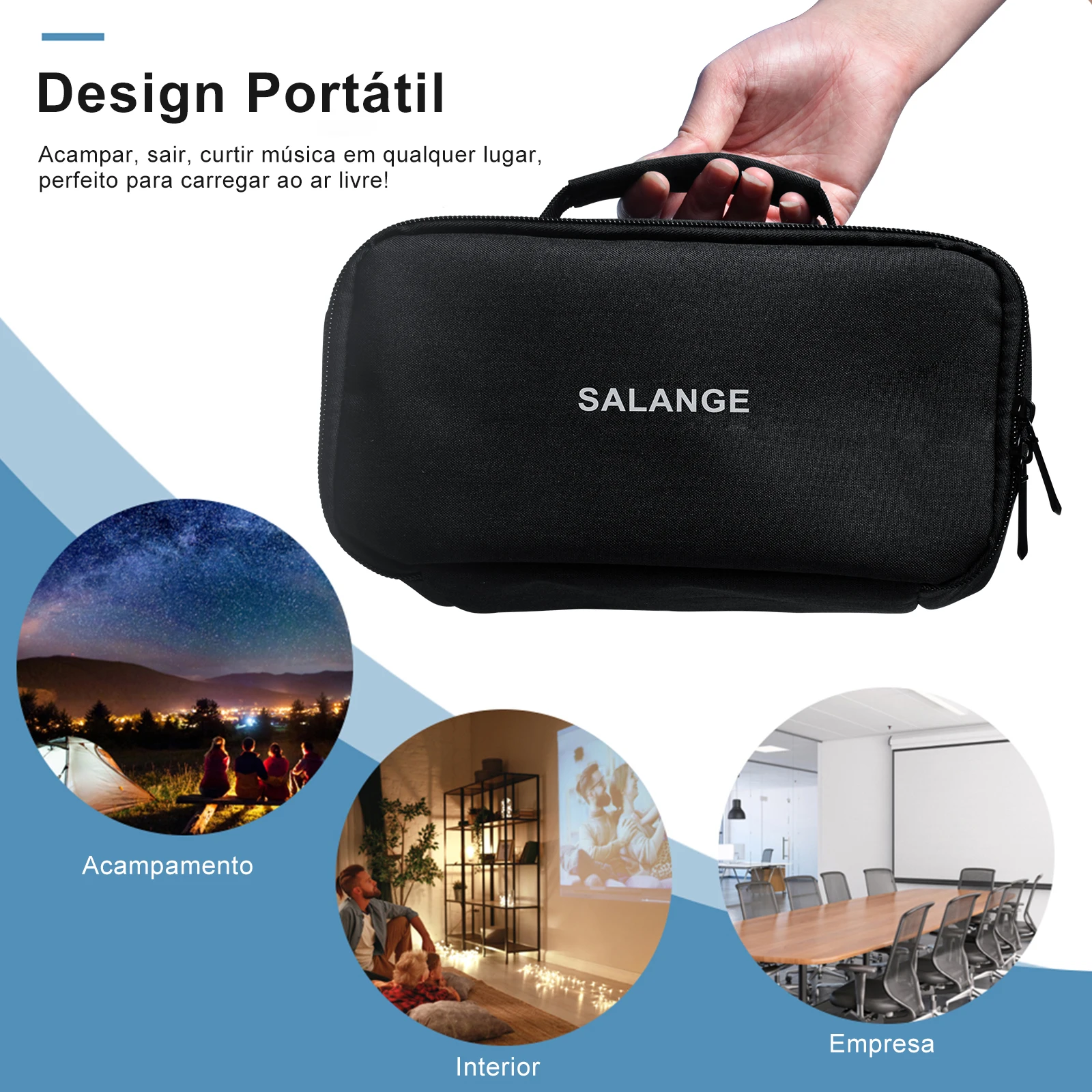 Salange Projector Case For HY300 HY320 Projector Bag Accessories Storage Pockets Waterproof Compatible with Most Projectors
