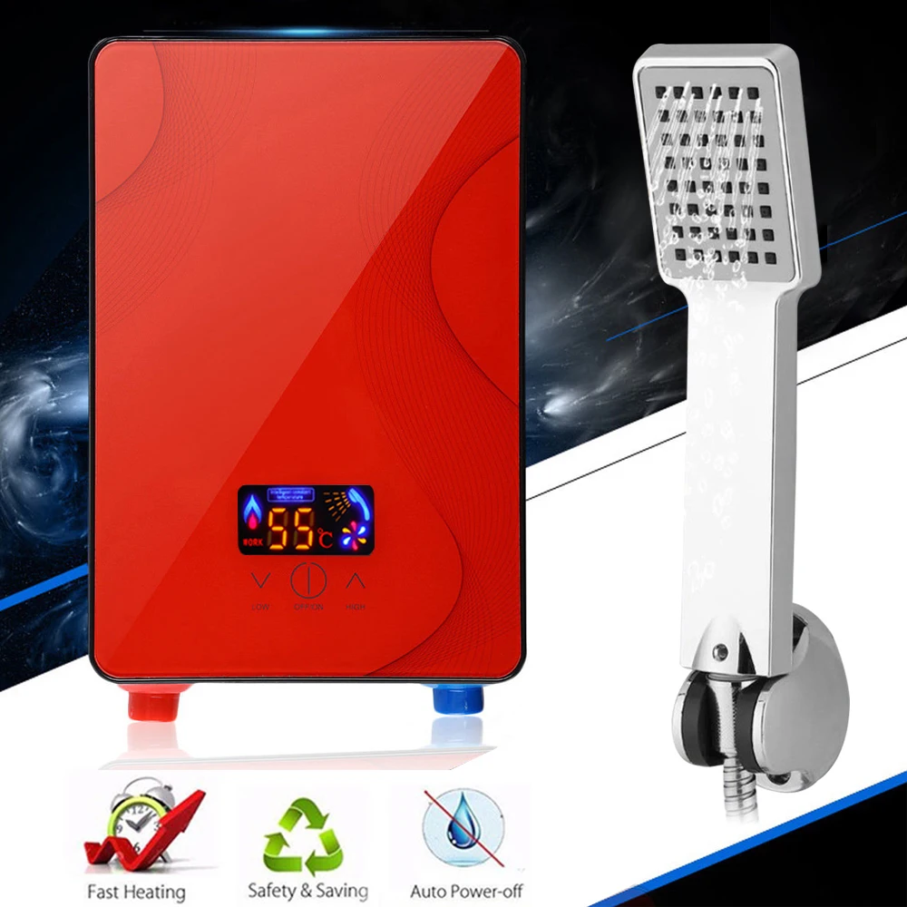 Electric Hot Water Heater 6500W 220V Instant Tankless for Bathroom Kitchen Hotel