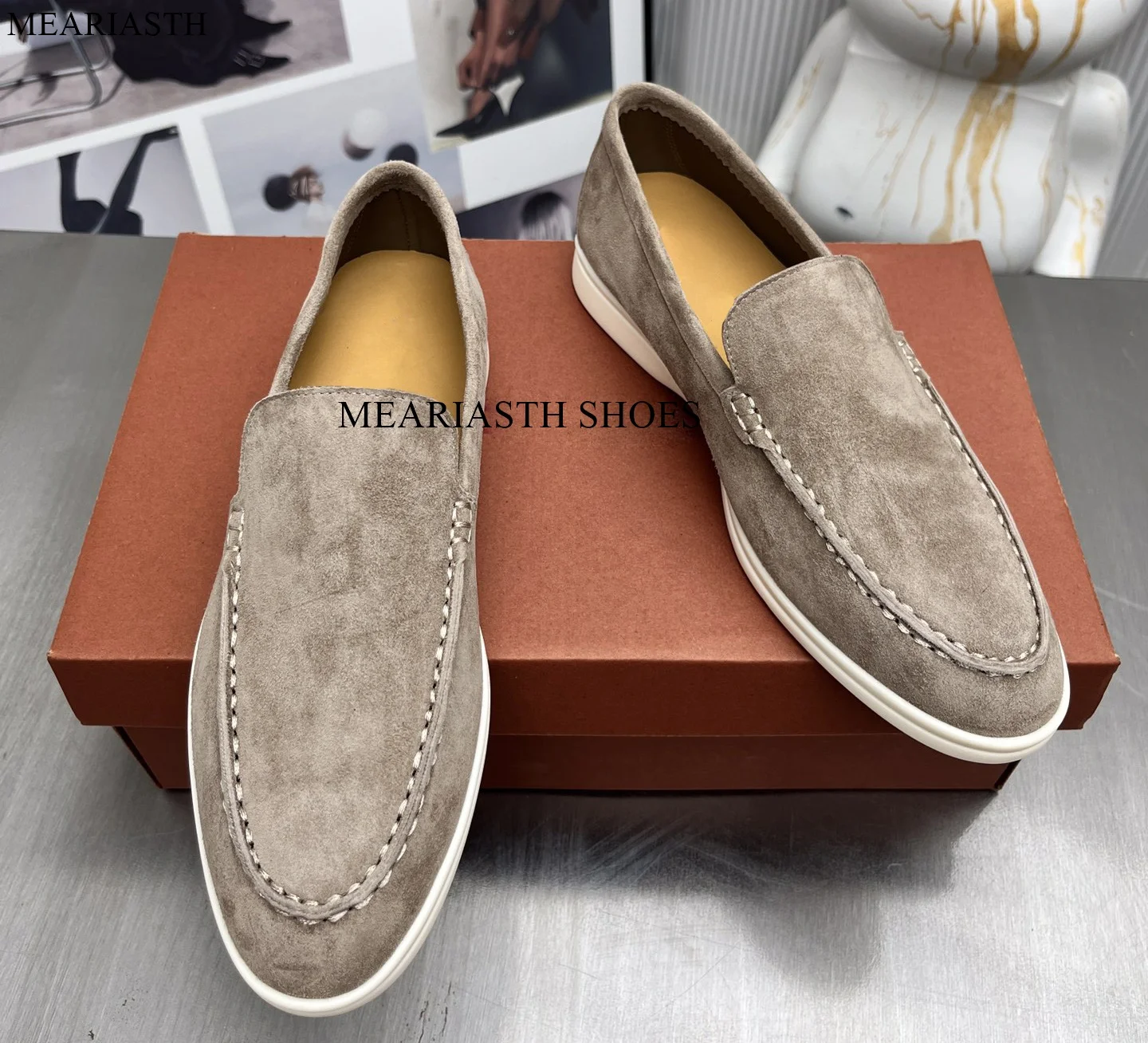 

Kid Suede Men's Loafers Lady Summer Walk Shoes Women Flats Soft Sole Comfortable Slip on Casual Moccasins Driving Beanie Shoes