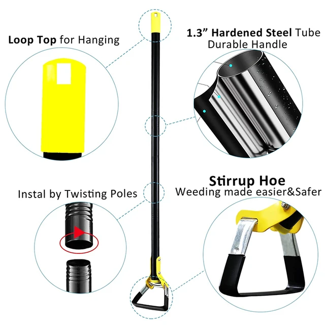 Hordozható Kerti Szerszám Rozsdamentes Acél Kert Gyomlálás Rring Laza Talajkertészet Hosszú Fogantyú Állítható Gyomnövény Hurok Keverő - Image 4