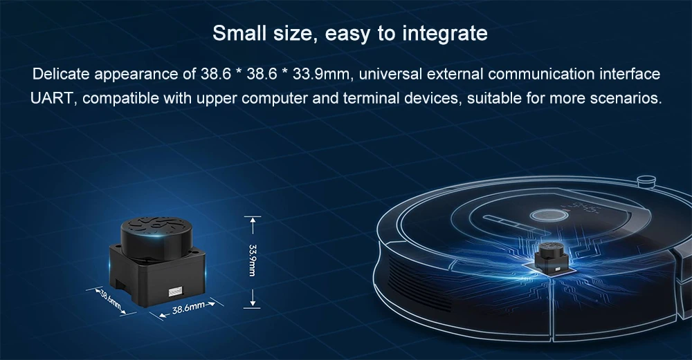 T-Mini Plus ToF Lidar Scanner 360° 2D Sensor 12Hz Scan Rate 12m Ranging Distance